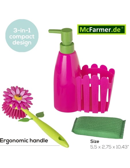 Pink-Flower-Power-Spuelbecken-Halter-in-Form-einer-Blume