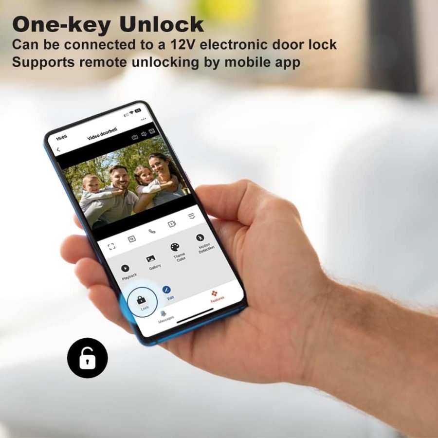 CRAFTMAX-Intercom-Video-Tuersprechanlage-mit-dem-Smartphone-Fernverriegelung-Ueberwachung-Zwei-Wege-Kommunikation-Videoaufzeichn