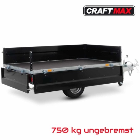 CRAFTMAX-Black-line-750-Pritschenhochlader-2.10x1.28x0.35m-schwarz-Pulverbeschichtet-Flachplane-ALU-Deichselbox-ungebremst-100km