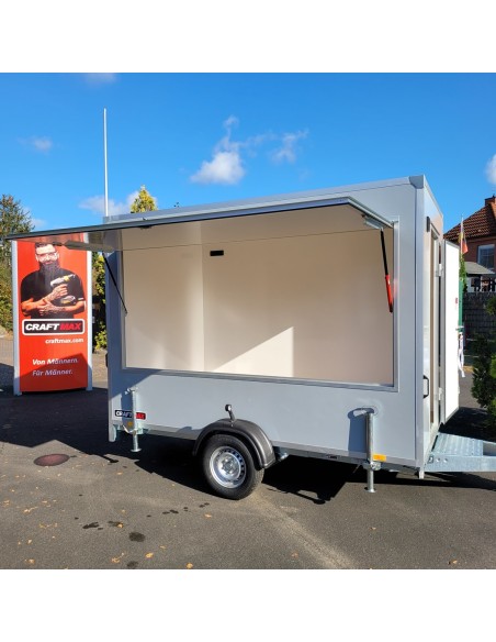 CRAFTMAX-Verkaufsanhaenger-Foodtruck-1300-3.00x1.80x2.00m-Thermo-Sandwichpanele-mit-seitlicher-Verkaufsklappe-Stuetzen-Steckdose