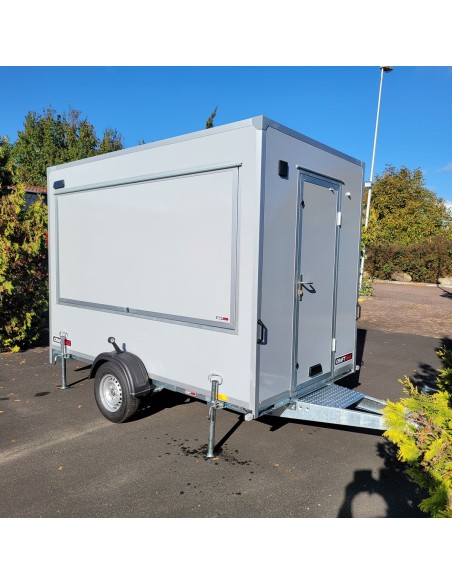 CRAFTMAX-Verkaufsanhaenger-Foodtruck-1300-3.00x1.80x2.00m-Thermo-Sandwichpanele-mit-seitlicher-Verkaufsklappe-Stuetzen-Steckdose