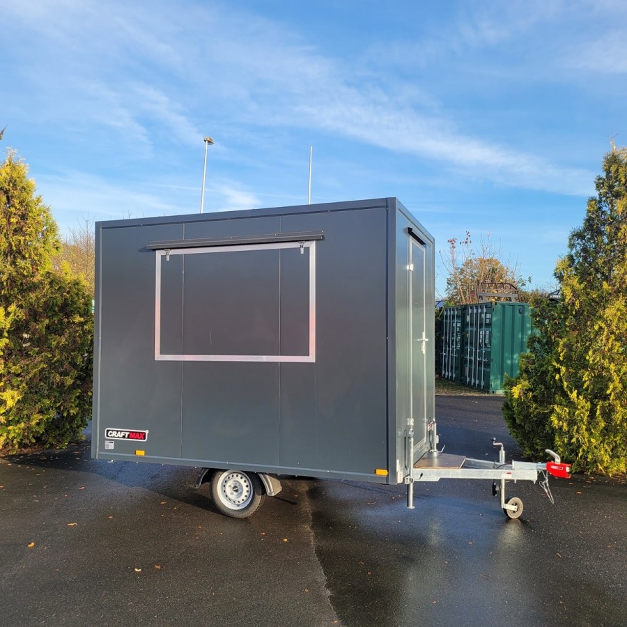 CRAFTMAX-Verkaufsanhaenger-750KG-2.97×1.95×2.18m-Thermo-Sandwichpanele-mit-seitlicher-Verkaufsklappe-Stuetzen-2