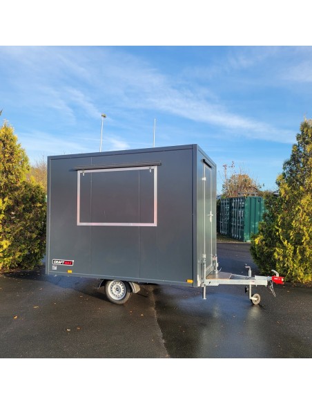 CRAFTMAX-Verkaufsanhaenger-750KG-2.97×1.95×2.18m-Thermo-Sandwichpanele-mit-seitlicher-Verkaufsklappe-Stuetzen-2
