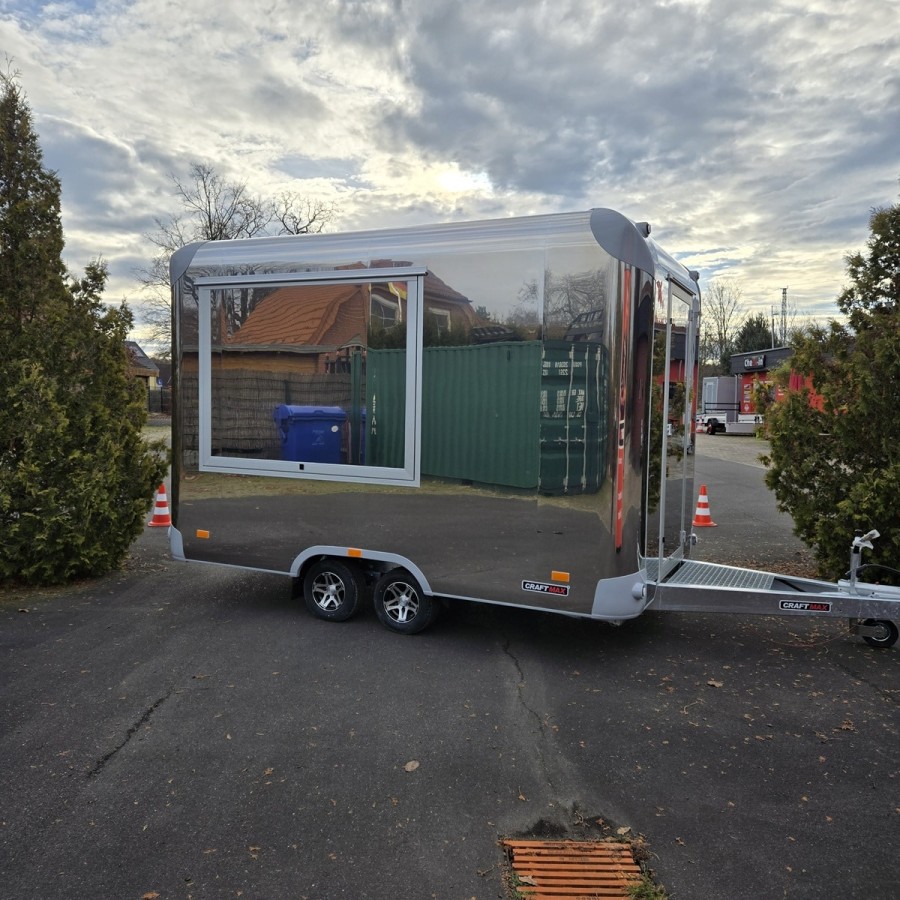 Verkaufsanhaenger-STREAMER-2700-3.75×2.25×2.30m-Edelstahl-Thermo-Sandwichpanele-mit-seitlicher-Verkaufsklappe-Stuetzen-ALU-Felge