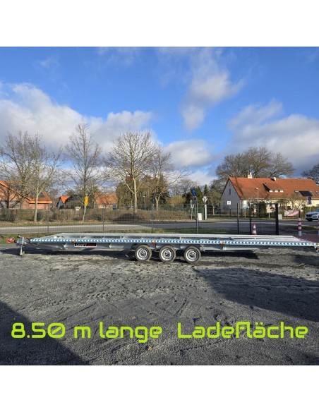 CRAFTMAX-3500-XXL-Fahrzeugtransporter-8.50x2.18m-mit-250cm-ALU-Auffahrschienen-Ersatzrad-V-Deichsel-gebremst