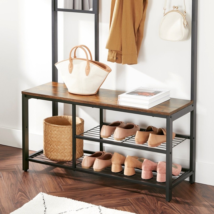 TinyHouse-Garderobenstaender-Garderobe-mit-Spiegel-Schuhregal-mit-Sitzflaeche-Vintagebraun-2