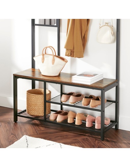 TinyHouse-Garderobenstaender-Garderobe-mit-Spiegel-Schuhregal-mit-Sitzflaeche-Vintagebraun-2