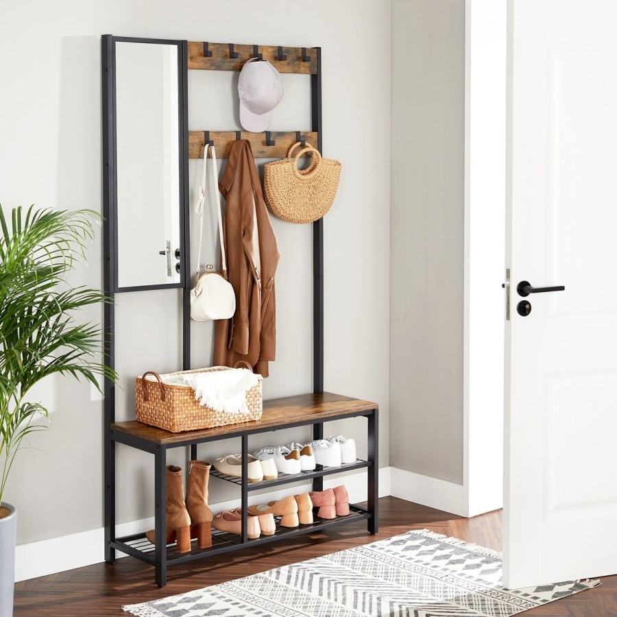 TinyHouse-Garderobenstaender-Garderobe-mit-Spiegel-Schuhregal-mit-Sitzflaeche-Vintagebraun-3
