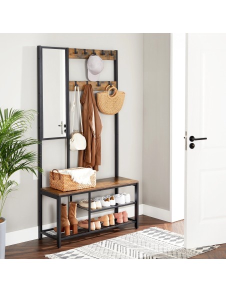 TinyHouse-Garderobenstaender-Garderobe-mit-Spiegel-Schuhregal-mit-Sitzflaeche-Vintagebraun-3
