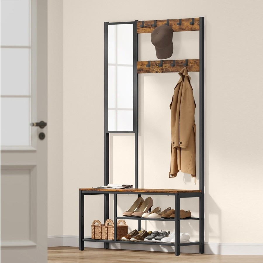 TinyHouse-Garderobenstaender-Garderobe-mit-Spiegel-Schuhregal-mit-Sitzflaeche-Vintagebraun-6