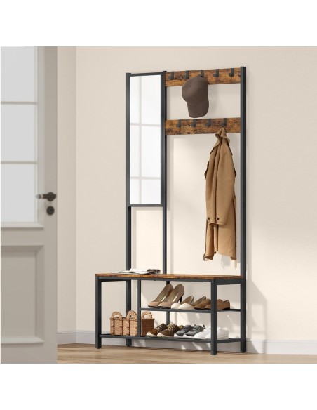 TinyHouse-Garderobenstaender-Garderobe-mit-Spiegel-Schuhregal-mit-Sitzflaeche-Vintagebraun-6