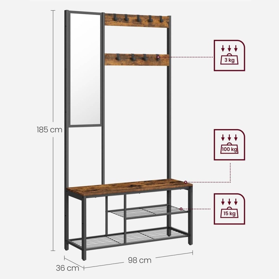 TinyHouse-Garderobenstaender-Garderobe-mit-Spiegel-Schuhregal-mit-Sitzflaeche-Vintagebraun-4