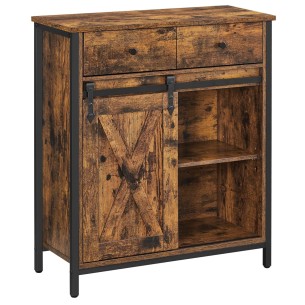 TinyHouse-Sideboard-Kommode-70x30x80cm-mit-Schublade-und-Schiebetuer-Vintagebraun-1