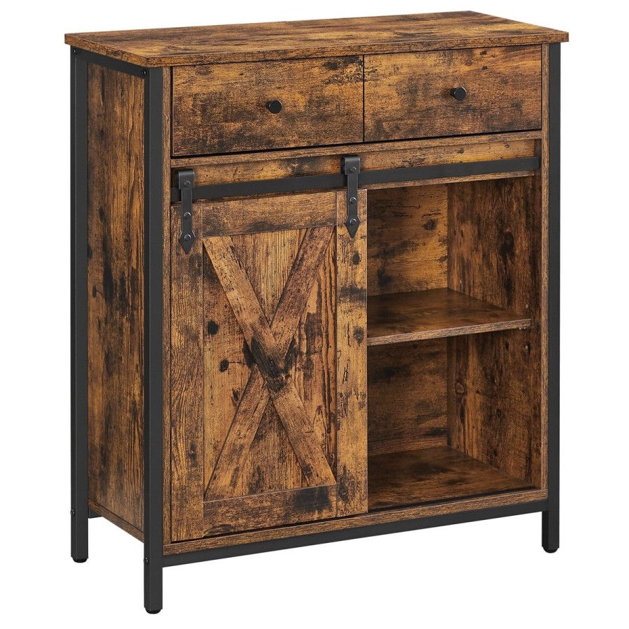 TinyHouse-Sideboard-Kommode-70x30x80cm-mit-Schublade-und-Schiebetuer-Vintagebraun-1