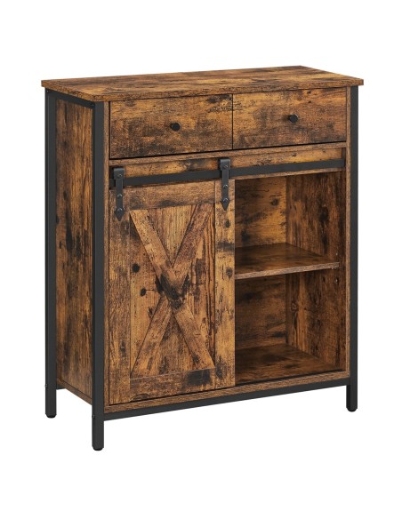 TinyHouse-Sideboard-Kommode-70x30x80cm-mit-Schublade-und-Schiebetuer-Vintagebraun-1