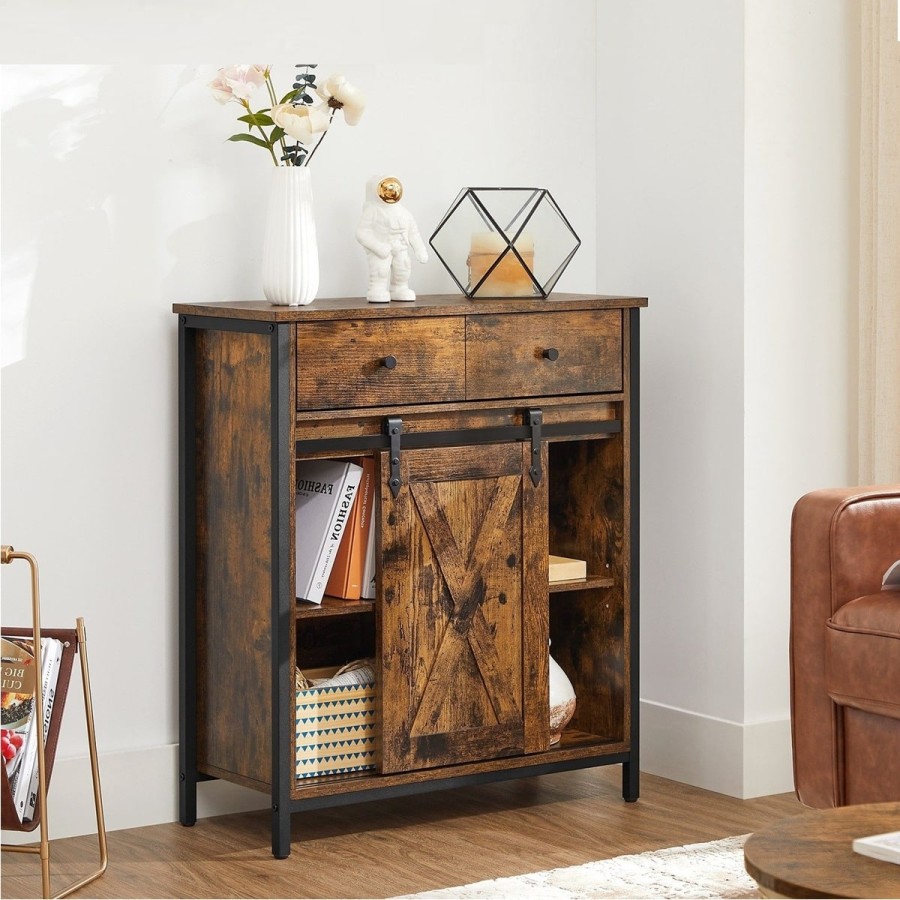TinyHouse-Sideboard-Kommode-70x30x80cm-mit-Schublade-und-Schiebetuer-Vintagebraun-3