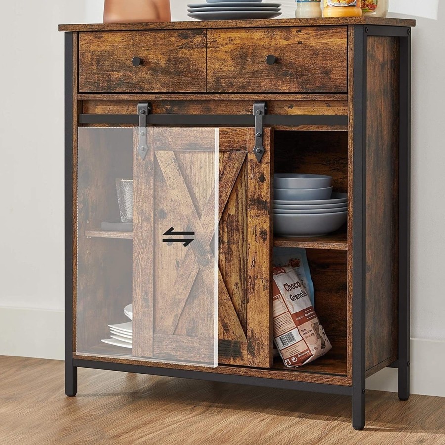 TinyHouse-Sideboard-Kommode-70x30x80cm-mit-Schublade-und-Schiebetuer-Vintagebraun-4
