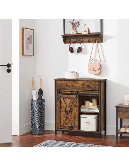 TinyHouse-Sideboard-Kommode-70x30x80cm-mit-Schublade-und-Schiebetuer-Vintagebraun-7