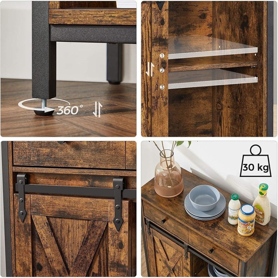 TinyHouse-Sideboard-Kommode-70x30x80cm-mit-Schublade-und-Schiebetuer-Vintagebraun-6