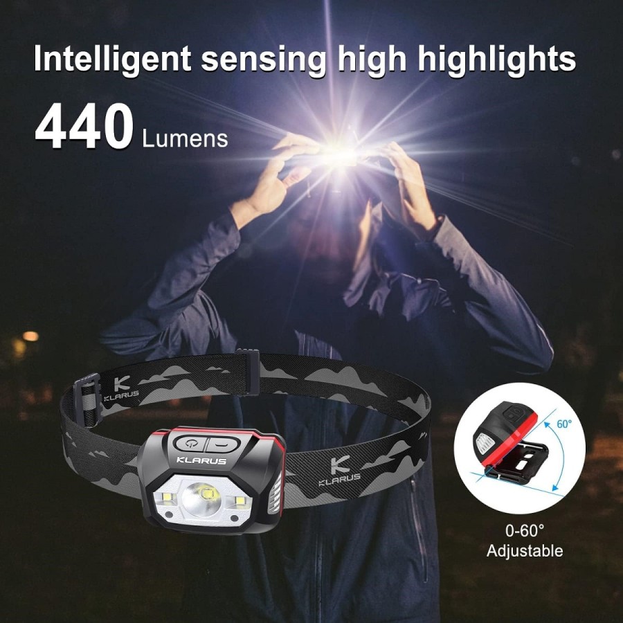 KLARUS-Stirnlampe-Kopflampe-mit-Gestensensor-5-Modi-440-Lumen-70-Stunden-Laufzeit-IPX6-wasserdicht-wiederaufladbar-2