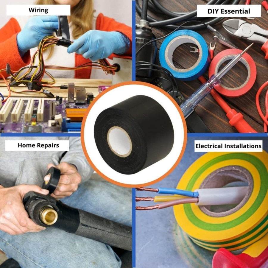 PVC-Isolierband-Schwarz-5cm-breit-33m-lang-extrem-strapazierfaehiges-selbstklebendes-Isolierband-zum-Schutz-Buendeln-Reparieren-