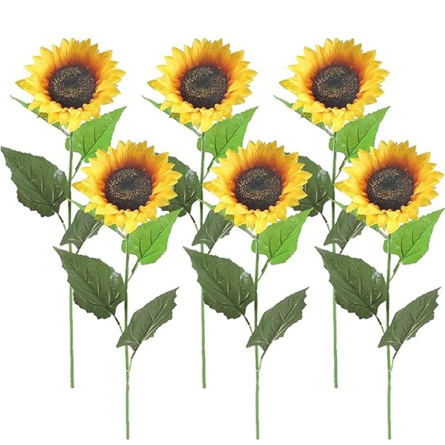 Kuenstliche-Sonnenblumen-Kunstblumen-Seidenblumen-Deko-lange-Stiele-fuer-Hochzeit-Party-Balkon-Garten-Friedhof