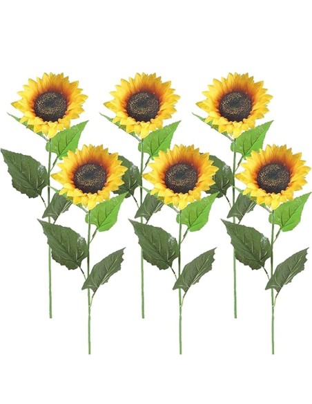 Kuenstliche-Sonnenblumen-Kunstblumen-Seidenblumen-Deko-lange-Stiele-fuer-Hochzeit-Party-Balkon-Garten-Friedhof