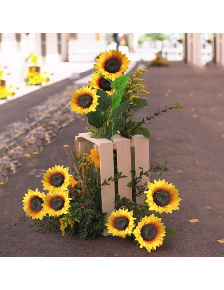 Sonnenblumen-Kunstblumen-Seidenblumen-Deko-lange-Stiele-fuer-Hochzeit-Party-Balkon-Garten-5