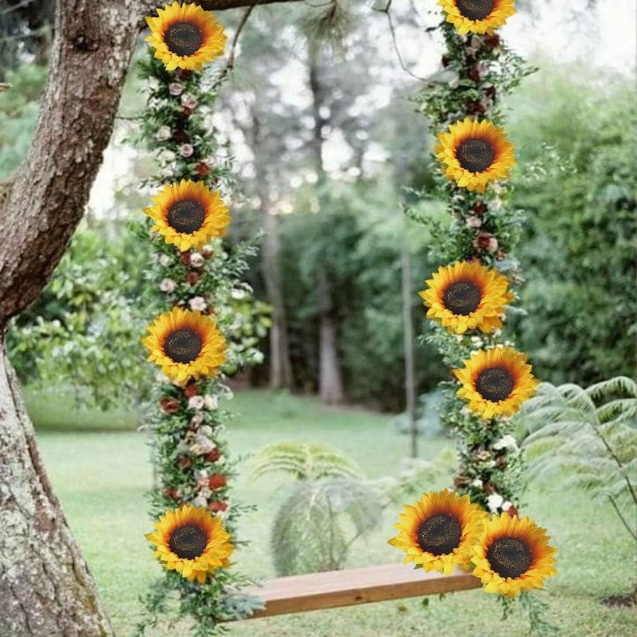 Sonnenblumen-Kunstblumen-Seidenblumen-Deko-lange-Stiele-fuer-Hochzeit-Party-Balkon-Garten-4