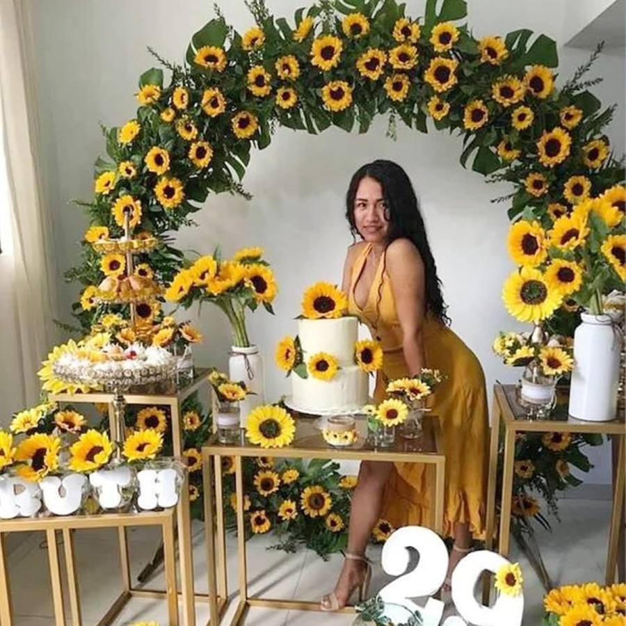 Sonnenblumen-Kunstblumen-Seidenblumen-Deko-lange-Stiele-fuer-Hochzeit-Party-Balkon-Garten-3
