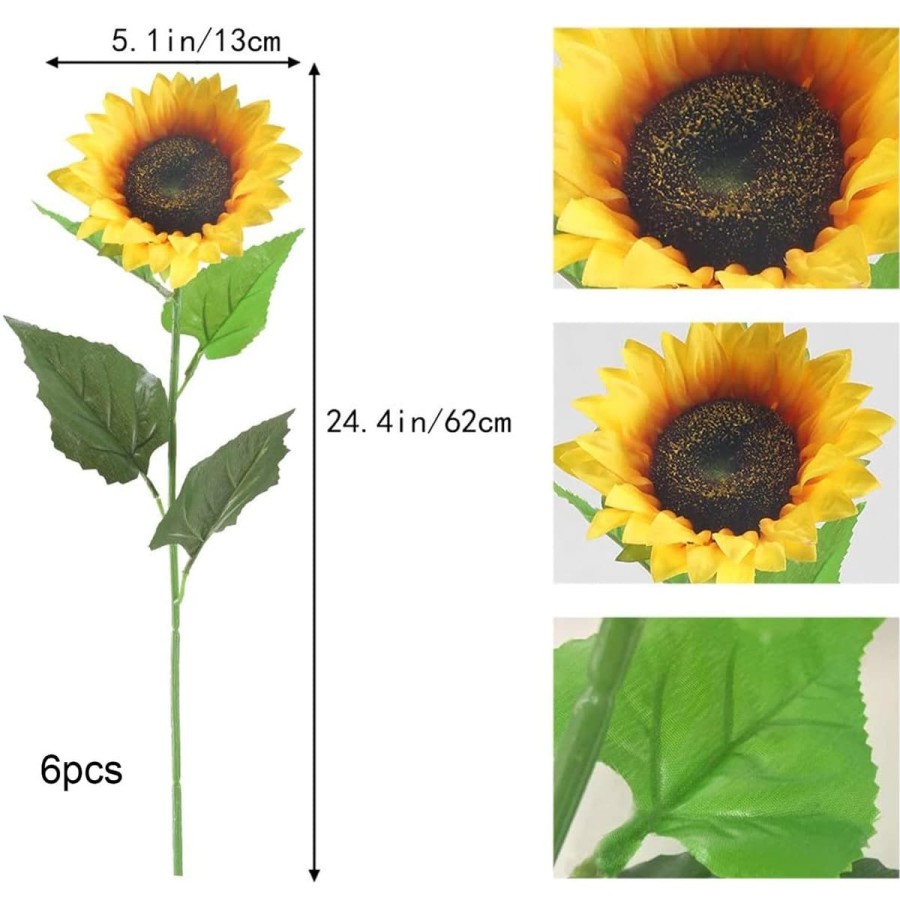 Sonnenblumen-Kunstblumen-Seidenblumen-Deko-lange-Stiele-fuer-Hochzeit-Party-Balkon-Garten-2