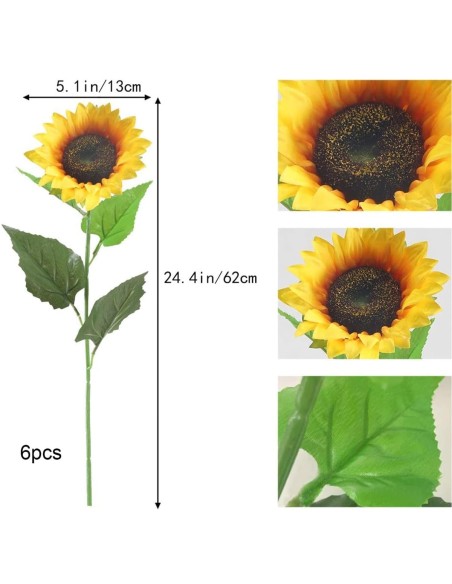 Sonnenblumen-Kunstblumen-Seidenblumen-Deko-lange-Stiele-fuer-Hochzeit-Party-Balkon-Garten-2