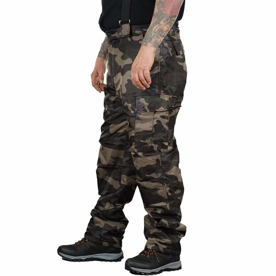 Herren-Regenhose-Thermohose-Schneehose-Outdoor-Hose-mit-Hosentraeger-gefuettert-inkl.-Tuch-millitary-5