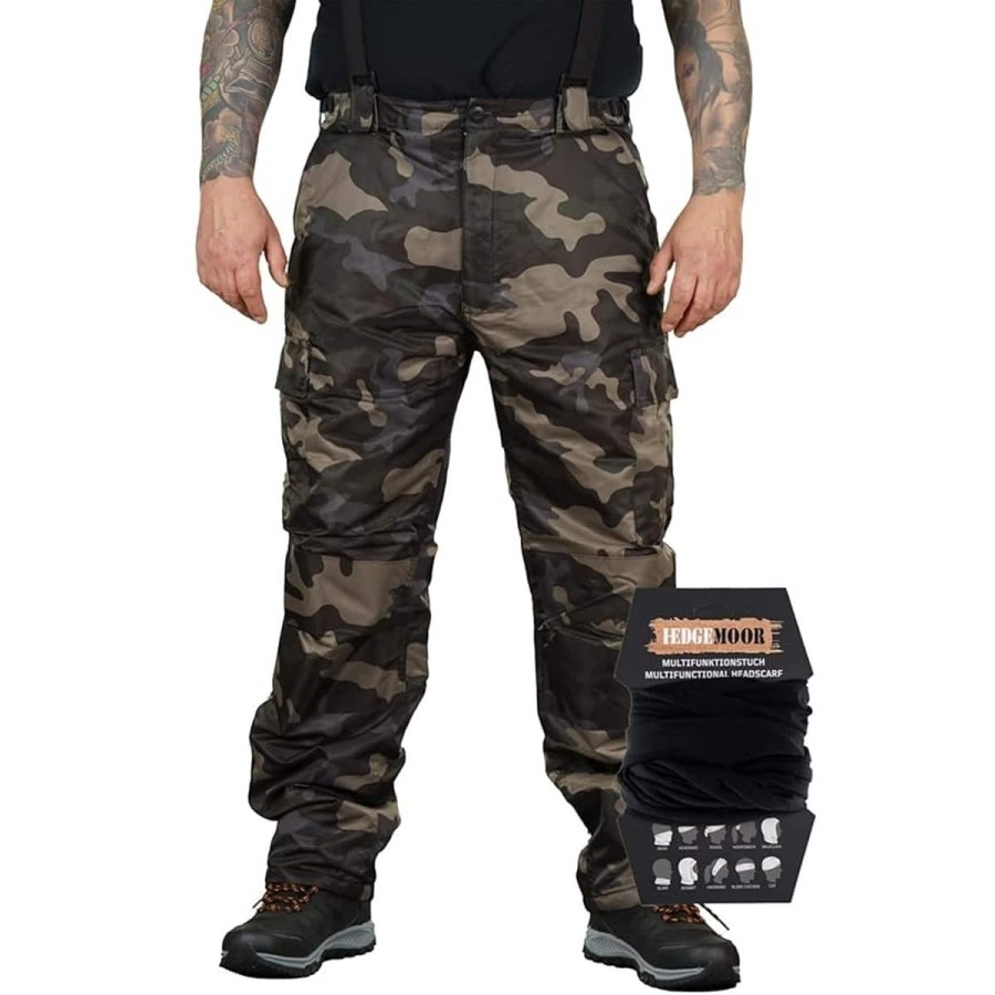 Herren-Regenhose-Thermohose-Schneehose-Outdoor-Hose-mit-Hosentraeger-gefuettert-inkl.-Tuch-millitary-1