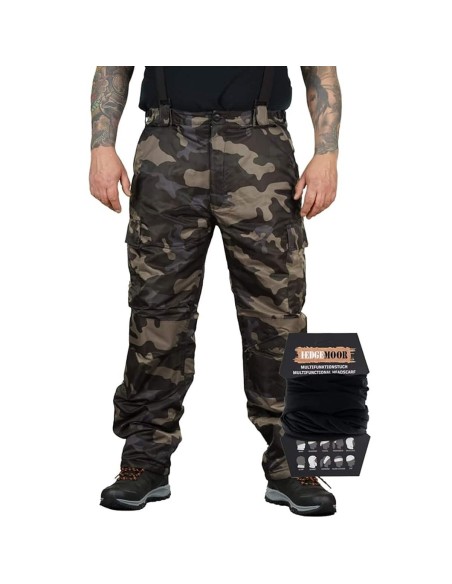 Herren-Regenhose-Thermohose-Schneehose-Outdoor-Hose-mit-Hosentraeger-gefuettert-inkl.-Tuch-millitary-1