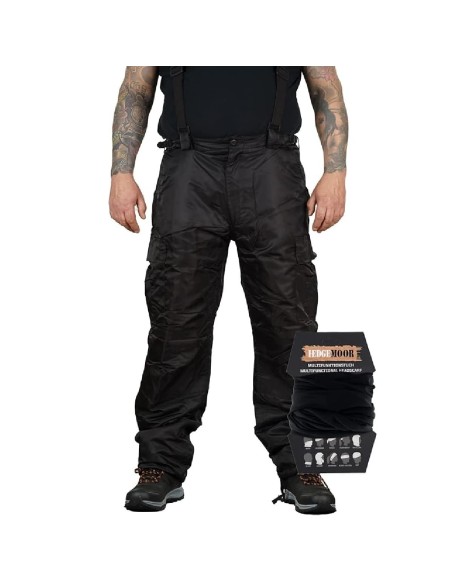 Herren-Regenhose-Thermohose-Schneehose-Outdoor-Hose-mit-Hosentraeger-gefuettert-inkl.-Tuch-schwarz