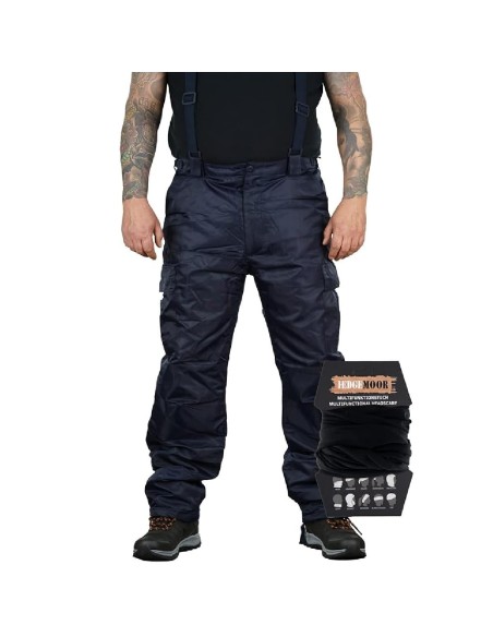 Herren-Regenhose-Thermohose-Schneehose-Outdoor-Hose-mit-Hosentraeger-gefuettert-inkl.-Tuch-navy