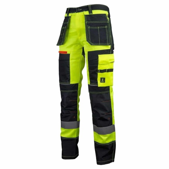 CRAFTMAX-Monteurs-Arbeitshose-mit-aufgesetzten-Taschen-reflektierend-neon-gelb-schwarz-1