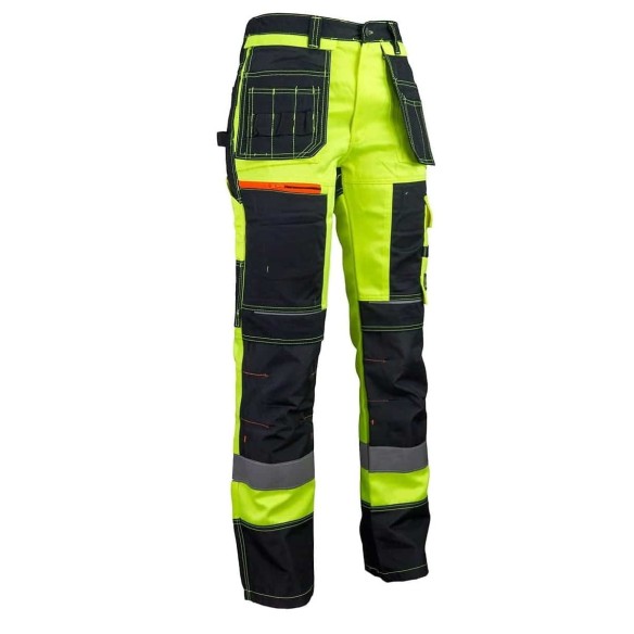 CRAFTMAX-Monteurs-Arbeitshose-mit-aufgesetzten-Taschen-reflektierend-neon-gelb-schwarz-3
