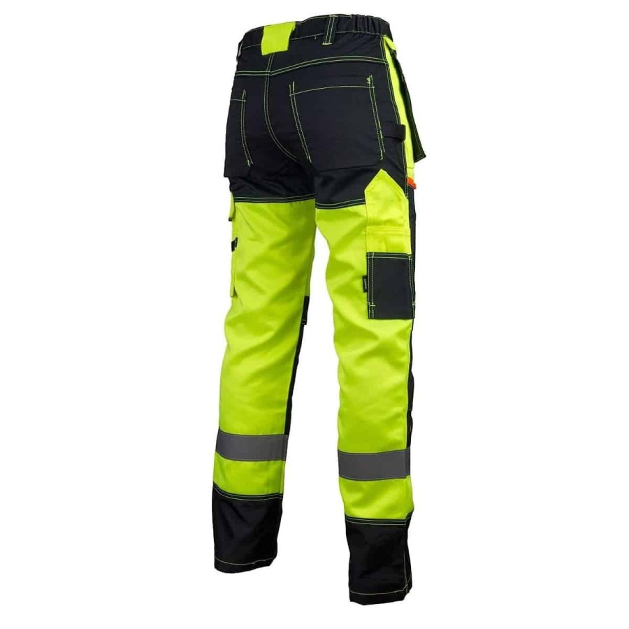 CRAFTMAX-Monteurs-Arbeitshose-mit-aufgesetzten-Taschen-reflektierend-neon-gelb-schwarz-2