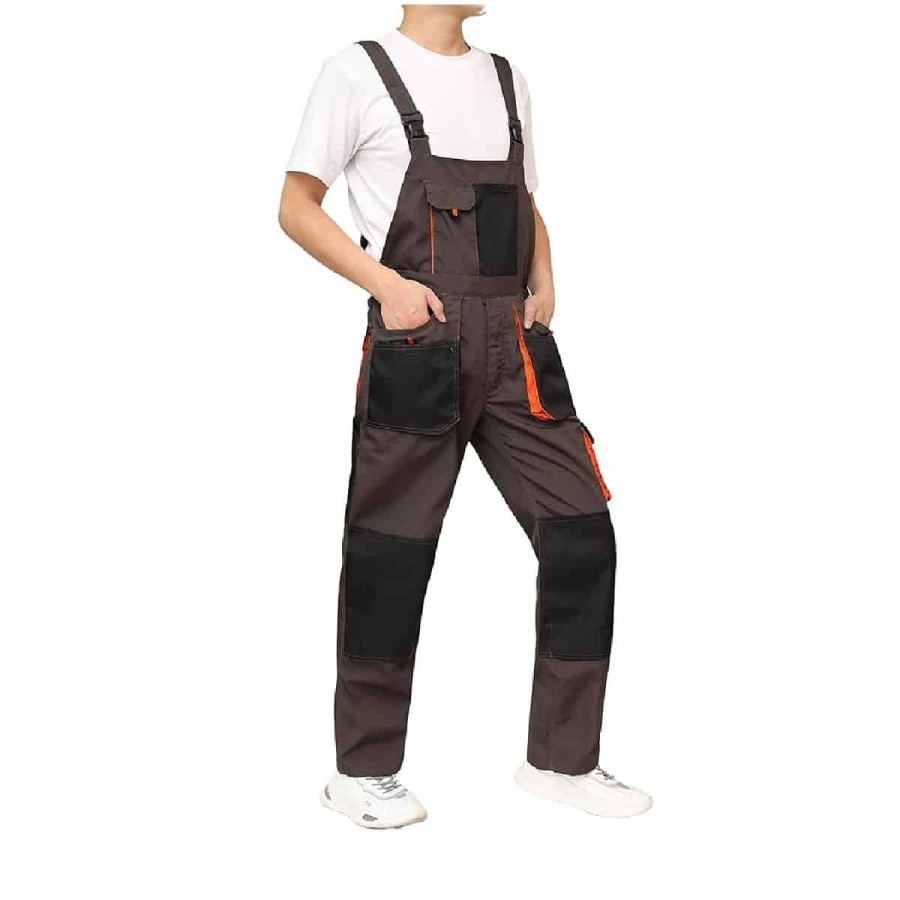 Painterman-Maler-Herren-Arbeitslatzhose-mit-Oxford-Knietaschen-strapazierfaehige-Leinwand-braun