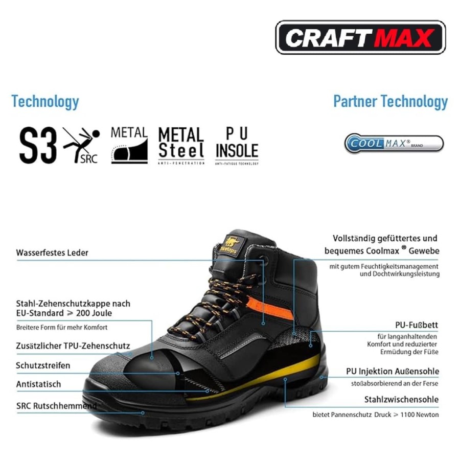 CRAFTMAX-Premium-Arbeitsschuh-Sicherheitsschuh-mit-Stahlkappe-S3-SRC-rutschfest-wasserdicht-gefuettert-atmungsaktiv-antistatisch