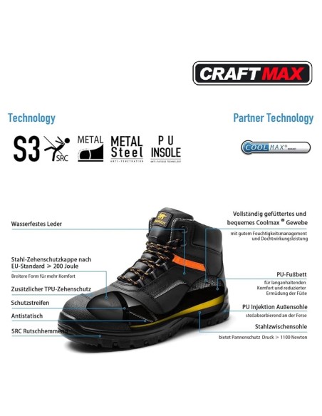 CRAFTMAX-Premium-Arbeitsschuh-Sicherheitsschuh-mit-Stahlkappe-S3-SRC-rutschfest-wasserdicht-gefuettert-atmungsaktiv-antistatisch