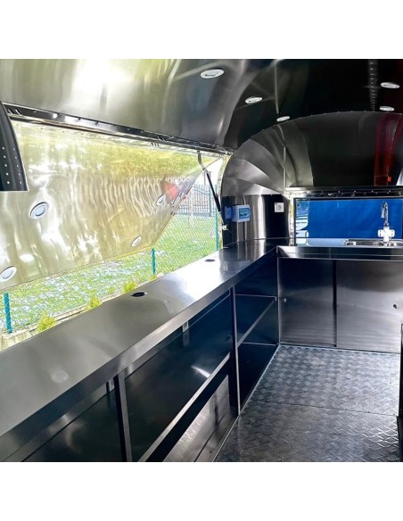 Verkaufsanhaenger-Air-STREAM-ER-2000-4.00x2.18x2.35m-Edelstahlwaende-gedaemmt-grosse-Verkaufsklappe-Fenster-Stuetzen-Innenaussta