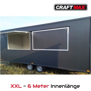 Verkaufsanhaenger-Foodtrailer-2500-Tandem-6.00x2.00x2.20m-Thermo-Sandwichpanele-mit-2-Verkaufsklappen-Stuetzen-gebremst 2