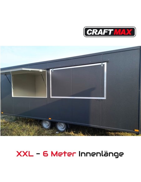 Verkaufsanhaenger-Foodtrailer-2500-Tandem-6.00x2.00x2.20m-Thermo-Sandwichpanele-mit-2-Verkaufsklappen-Stuetzen-gebremst-1