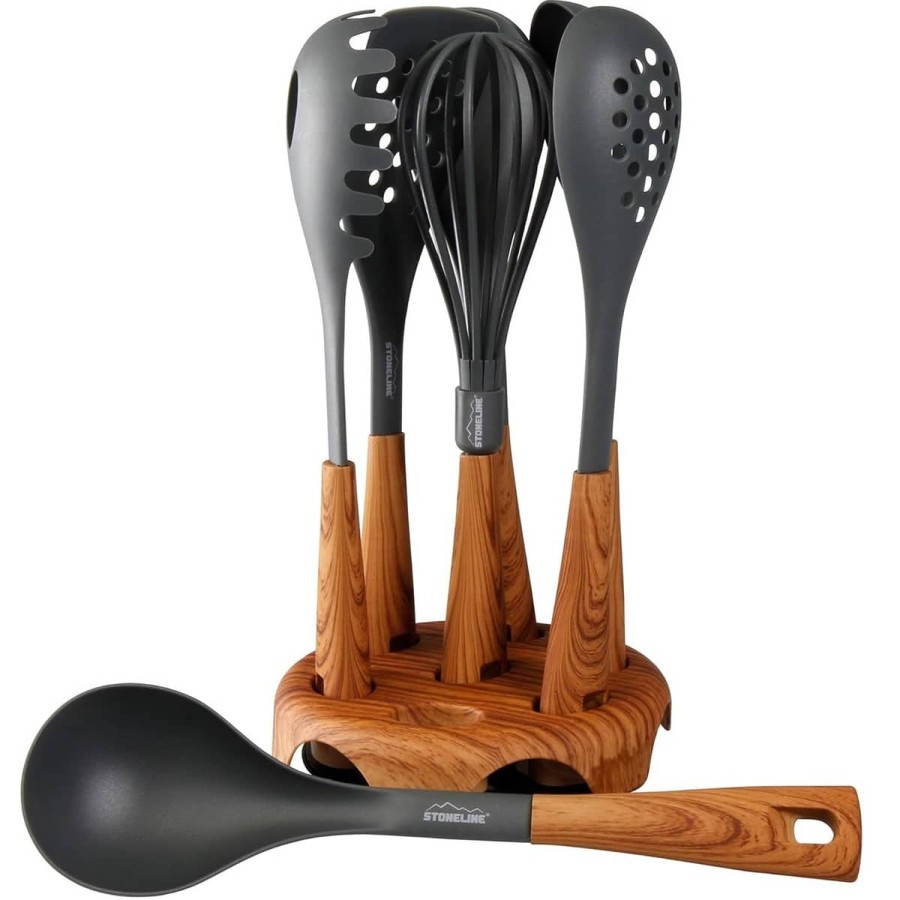 Kuechenhelfer-Set-mit-drehbarem-Staender-Kochbesteck-antihaftbeschichtes-Koch-u.-Backgeschirr-8-teilig-1