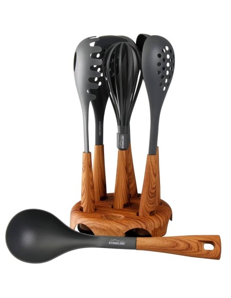 Kuechenhelfer-Set-mit-drehbarem-Staender-Kochbesteck-antihaftbeschichtes-Koch-u.-Backgeschirr-8-teilig-1