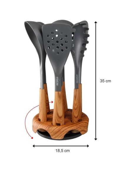 Kuechenhelfer-Set-mit-drehbarem-Staender-Kochbesteck-antihaftbeschichtes-Koch-u.-Backgeschirr-8-teilig-2