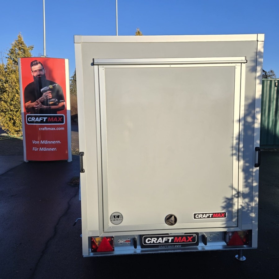 CRAFTMAX-Campinganhaenger-750kg-gebremst-Anhaenger-3.00x1.50x1.80m-mit-Klappe-nach-oben-2-Fenster-Tuer-100kmh-8